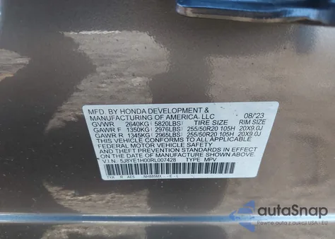 2024 Acura Mdx A-Spec z USA, uszkodzony, nr VIN 5J8YE1H00RL007428